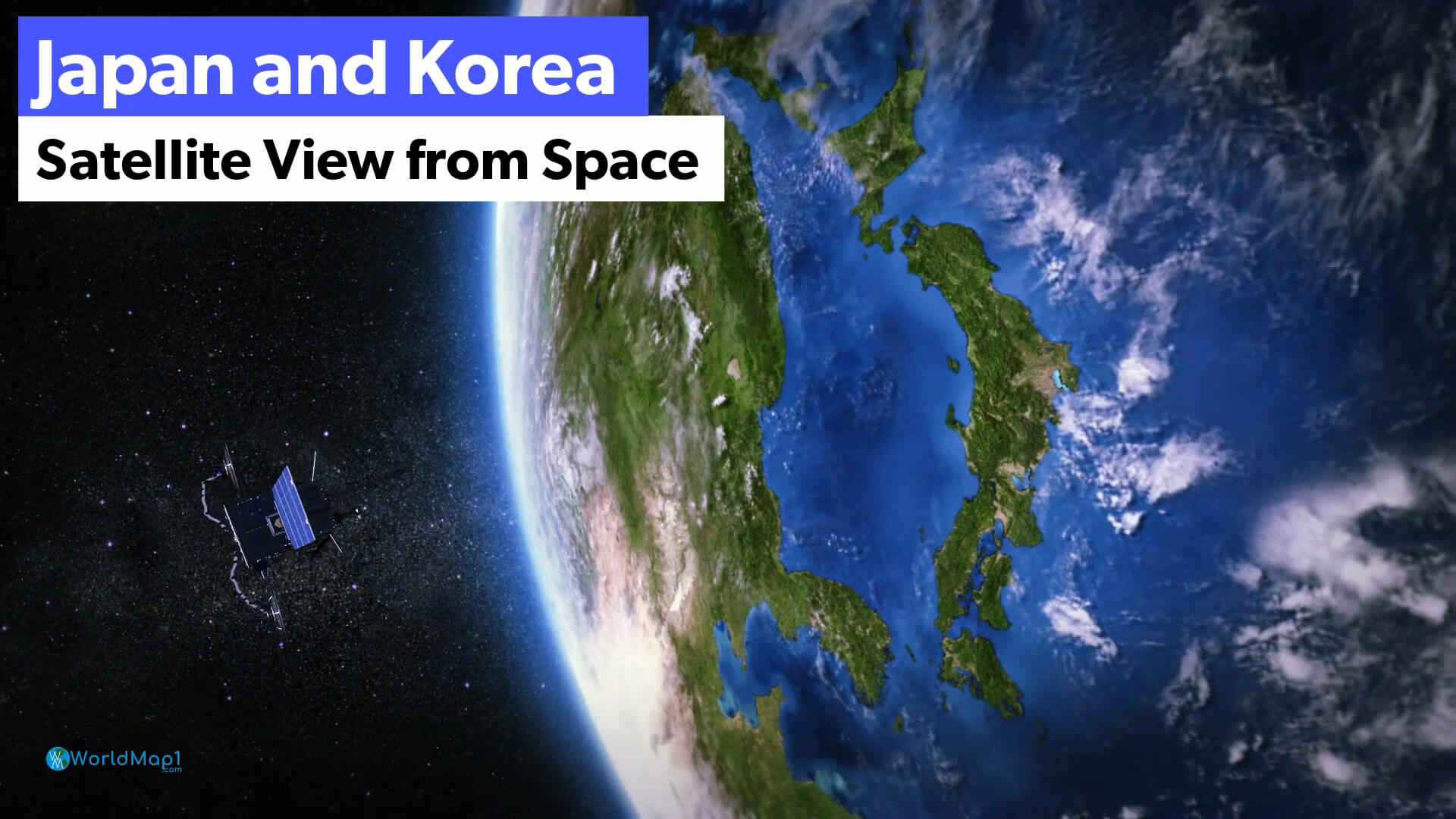 Japan and Korea Satellite View from Space